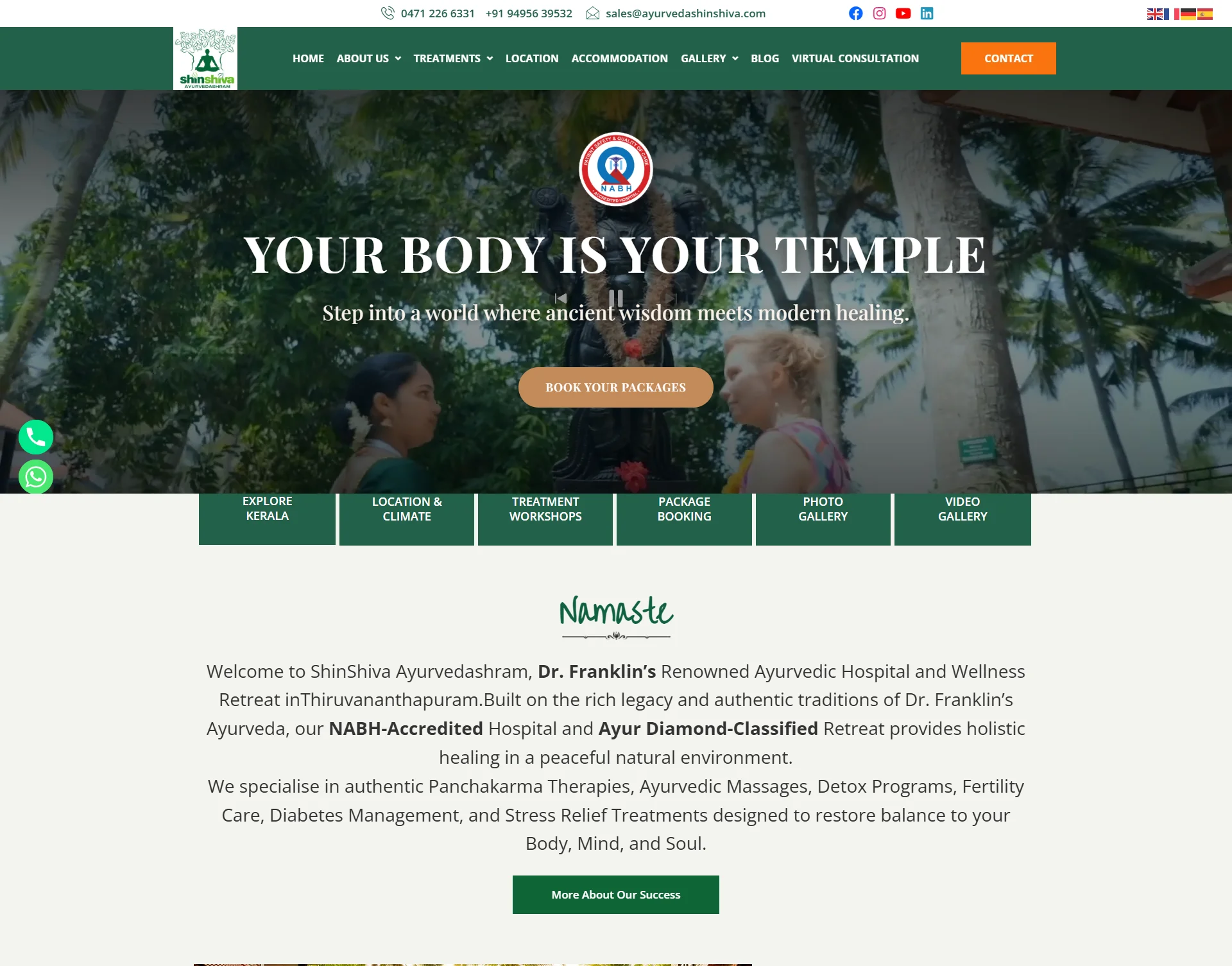 Ayurveda Shin Shiva website